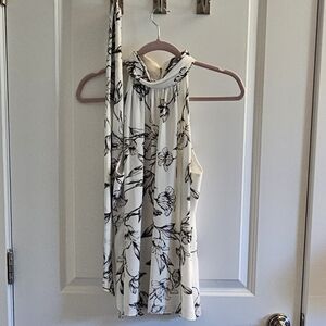 White House Black Market Black and White Floral Tank Top